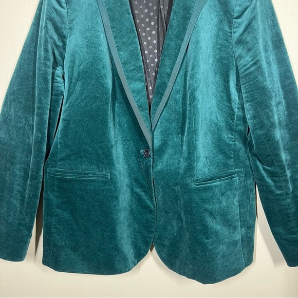 J crew factory velvet one-button blazer old forest green plus size 18 holiday - Picture 3 of 9